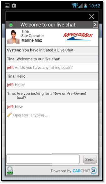 Mobile live chat app